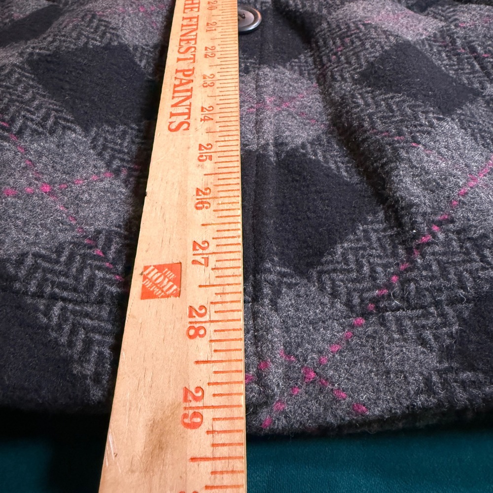 Aeropostale Plaid Wool Blend Coat Jacket Pink Grey Womens Medium M - Picture 7 of 8